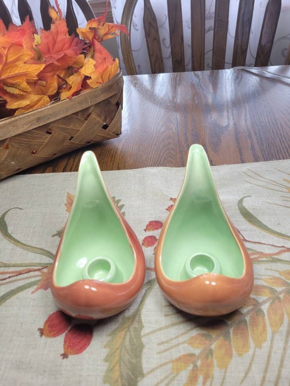 Vintage Red Wing Pottery Candle Holders B1409, Art Pottery, Mid Century Modern